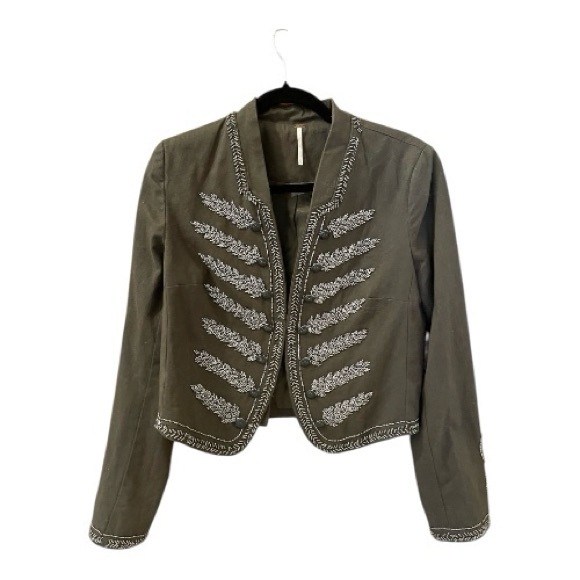 Free People Jackets & Blazers - Free People Embellished Olive Green Military Style Jacket, Size M.